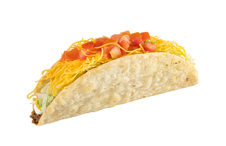 A taco with cheese and tomatoes on top of it.