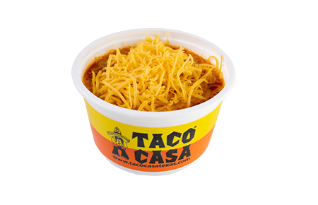 A bowl of taco al casa with cheese.