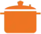 A pot with a lid is shown in an orange color.